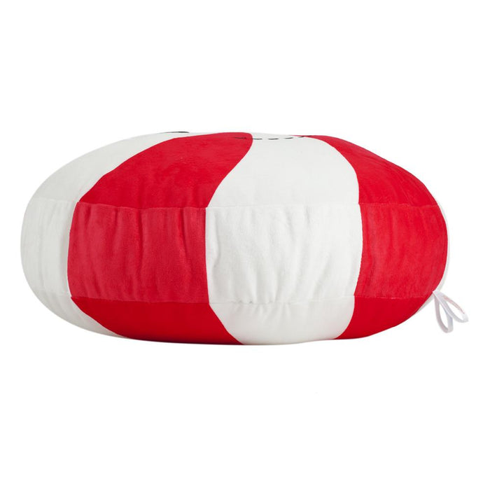 Yummy World large peppermint candy plush pillow featuring red and white striped design, soft and cuddly stuffed toy.