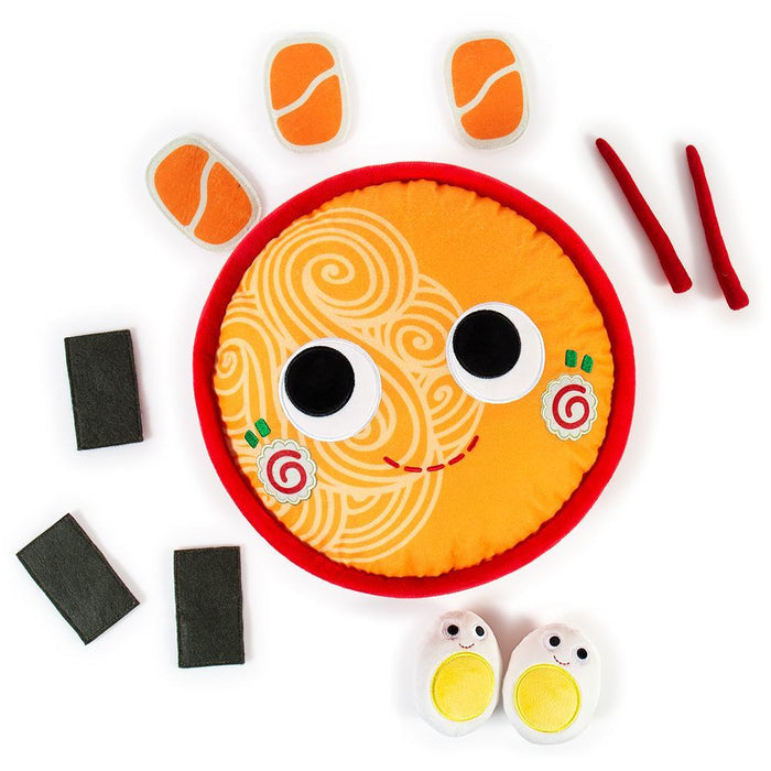 Yummy World Nicole the Ramen Bowl plush toy showcasing a cute, soft plush with ramen bowl design and colorful details.