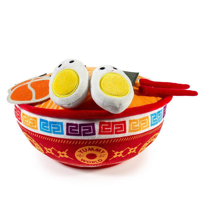 Yummy World Nicole the Ramen Bowl plush toy with bright colors and soft fabric, depicting a cute ramen bowl character.