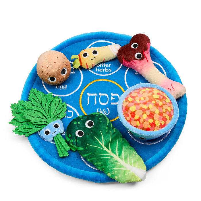 Yummy World Passover Seder Plate 13-inch plush, interactive Passover-themed soft toy with colorful detailing and character design.