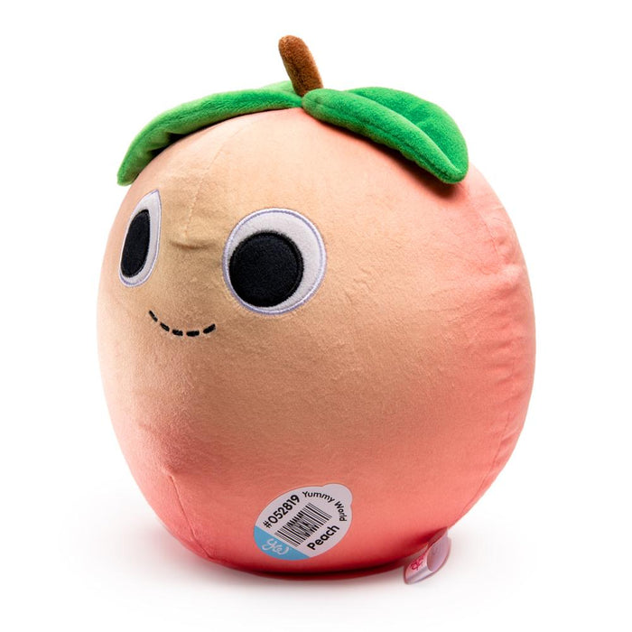 Soft Yummy World Penelope Peach 10-inch plush by Kidrobot, featuring a cute peach character with bright colors and plush texture.