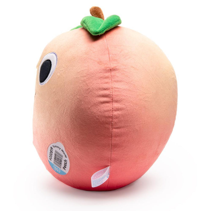 Yummy World Penelope Peach 10-inch plush toy by Kidrobot featuring a soft, adorable peach character with detailed stitching.