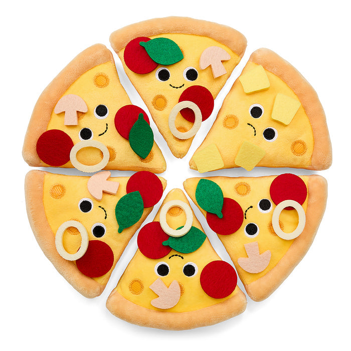 Yummy World Pizza Supreme 12-inch plush toy featuring a colorful, soft pizza slice with toppings, from the Yummy World collection.