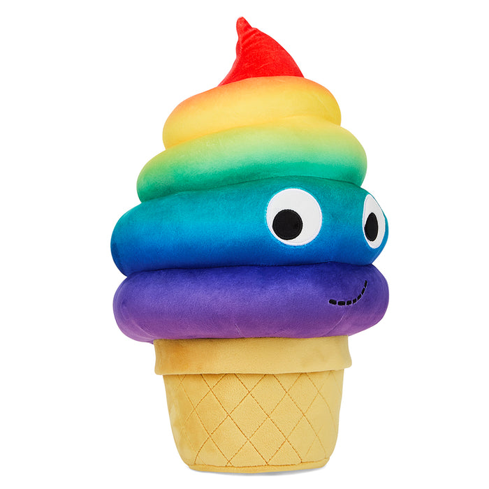 Yummy World Rainbow Soft Serve Sally Ice Cream Cone Plush, colorful soft toy with rainbow ice cream design and adorable facial features.