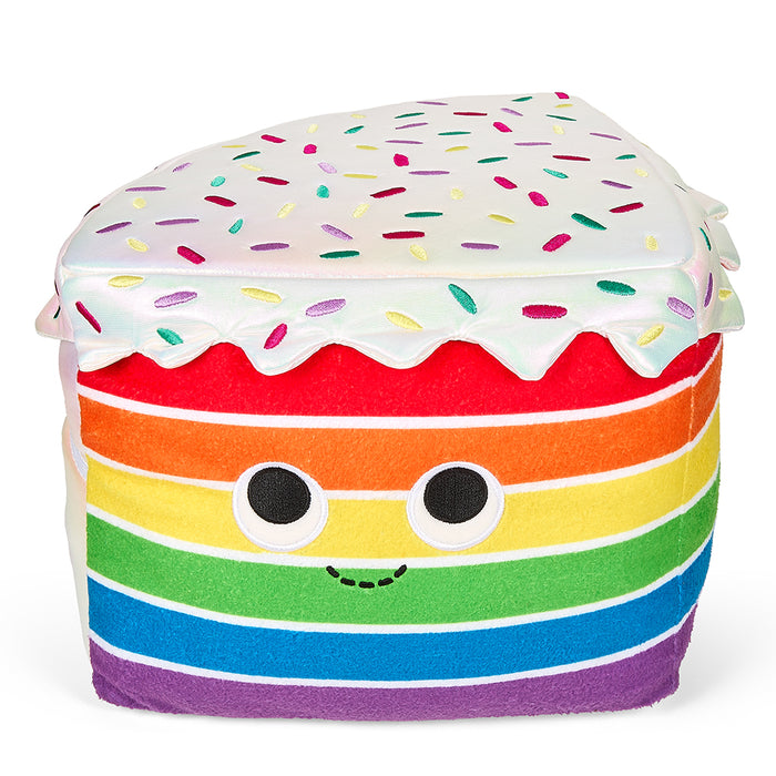 Yummy World Roy the Rainbow Cake 13-inch plush toy featuring colorful rainbow cake design and soft fabric.