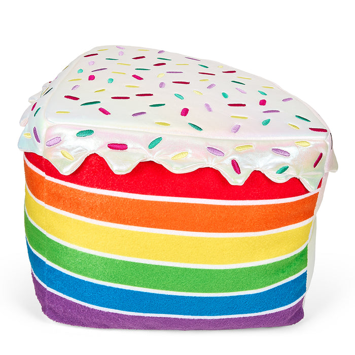 Yummy World Roy the Rainbow Cake 13-inch plush toy with colorful rainbow cake design and soft fabric, perfect for cuddling.