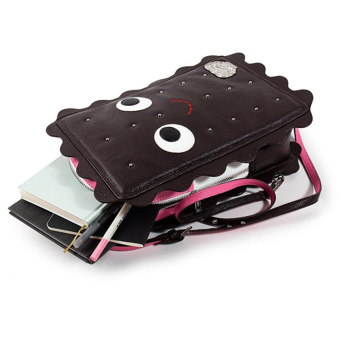 Yummy World Sandy the Ice Cream Sandwich backpack made of vegan leather, featuring a playful ice cream sandwich design.