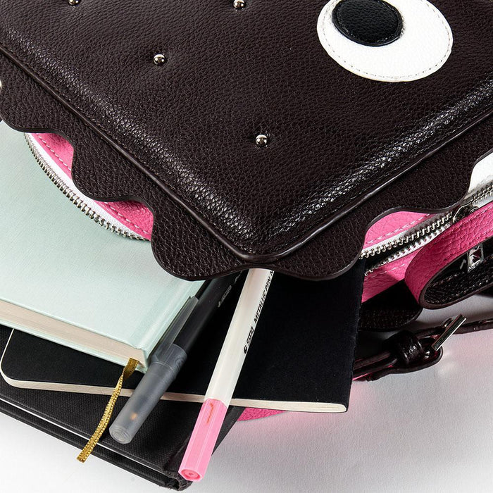 Yummy World Sandy the Ice Cream Sandwich backpack made of vegan leather, featuring a cute sandwich design with colorful details.
