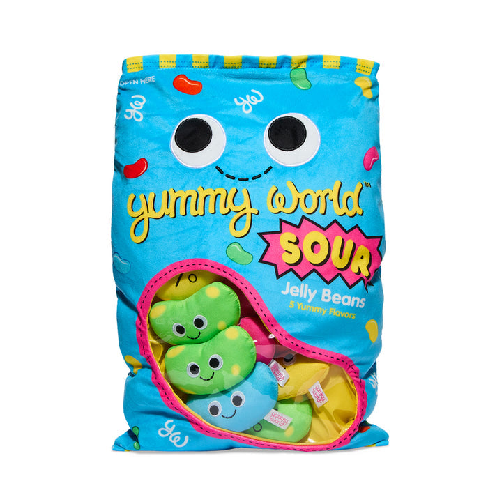 Yummy World Sour Jelly Beans XL plush toy featuring colorful, soft, and interactive jelly bean character from the Yummy World brand.