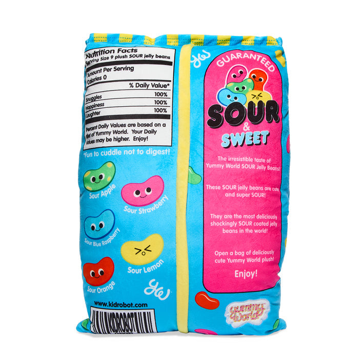 Yummy World Sour Jelly Beans XL plush toy featuring colorful, soft jelly bean characters with interactive elements.