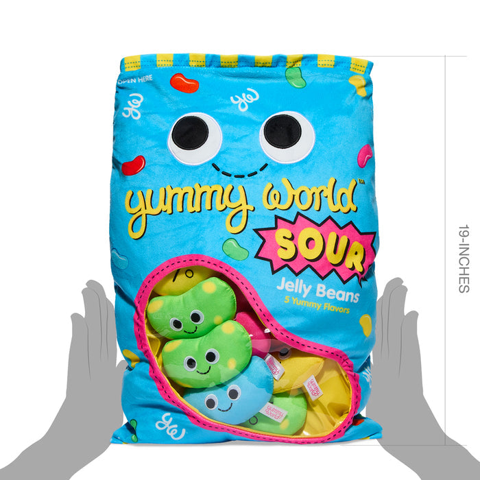 Yummy World Sour Jelly Beans XL plush toy with colorful jelly bean design, soft plush texture, and interactive features.
