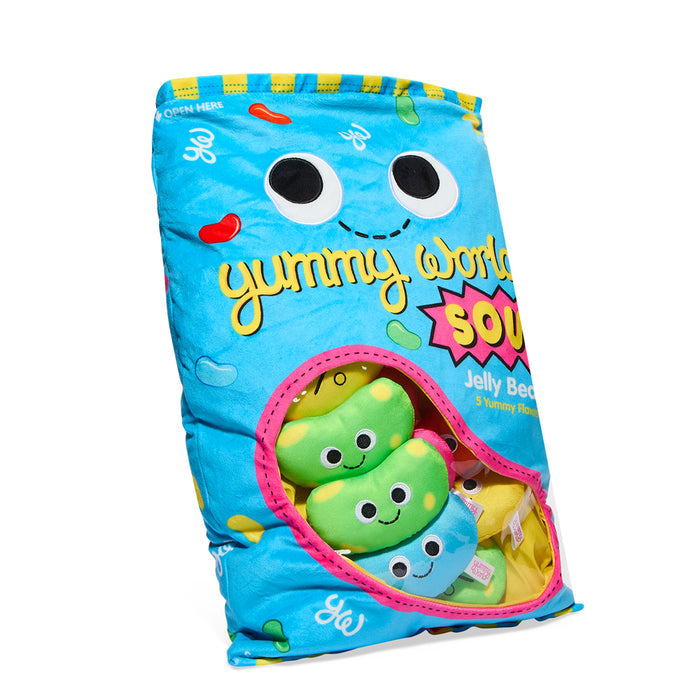 Yummy World Sour Jelly Beans XL plush toy, soft and colorful interactive plush featuring sour jelly bean design.