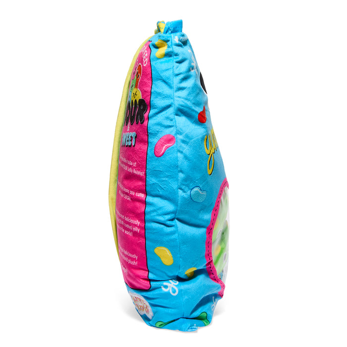 Yummy World Sour Jelly Beans XL plush toy featuring bright colors and soft fabric, designed to resemble a large jelly bean candy.