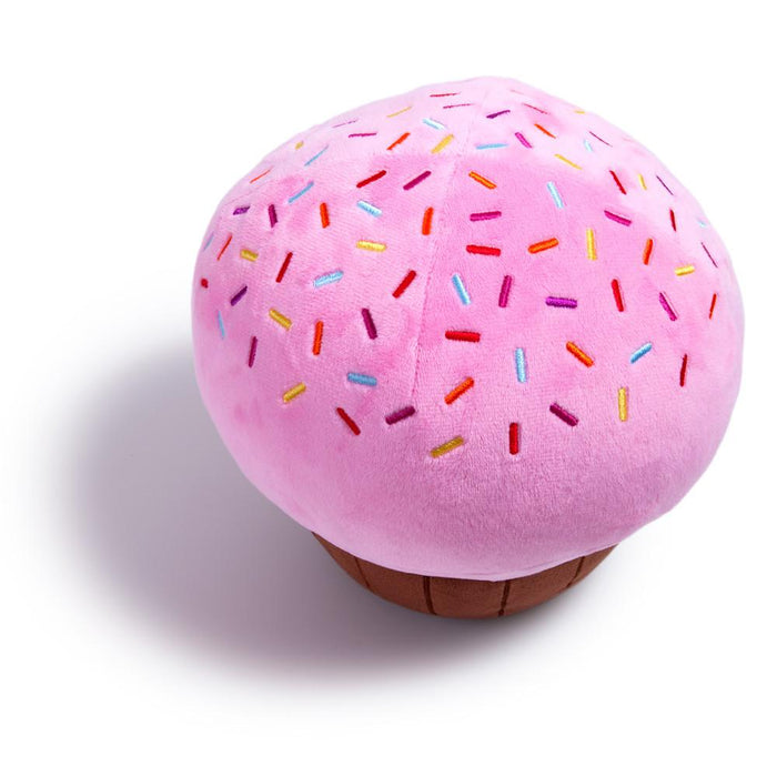 Yummy World Sprinkles Pink Cupcake Food Plush by Kidrobot, soft and colorful dessert-themed plush toy with sprinkles details.