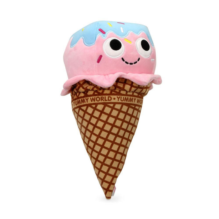 Yummy World Walter Waffle Cone Ice Cream Scoop Plush toy with colorful waffle cone design and soft fabric texture.