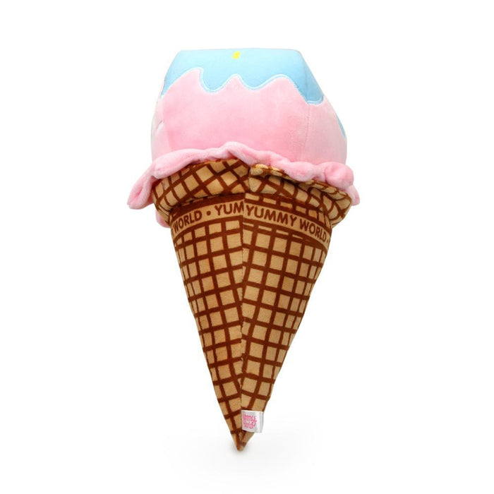 Yummy World Walter Waffle Cone Ice Cream Scoop plush toy with colorful waffle cone design and soft fabric texture.