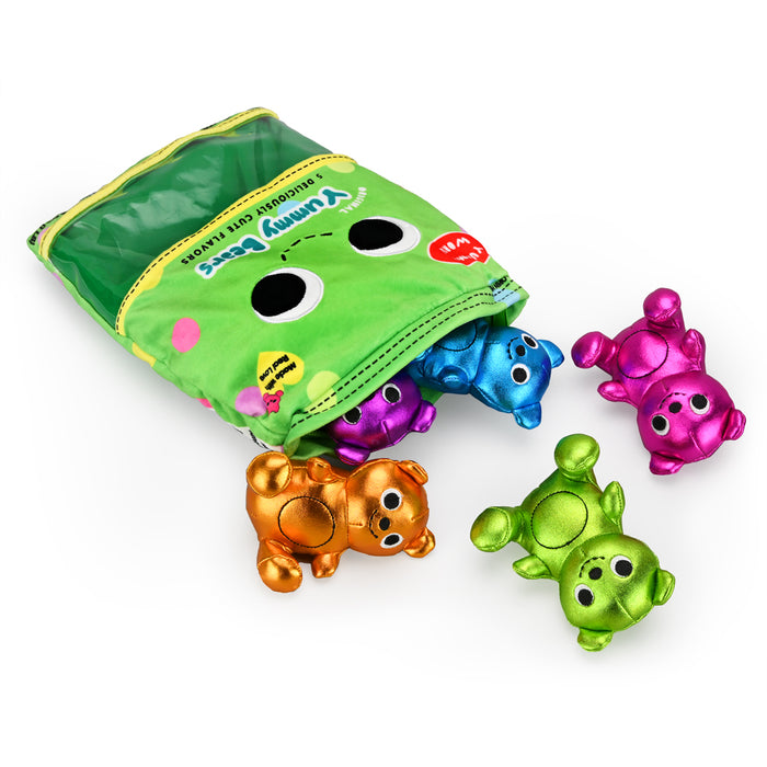 Yummy World Yummy Bears 10-inch plush by Kidrobot, soft and cuddly interactive stuffed bear with colorful design.