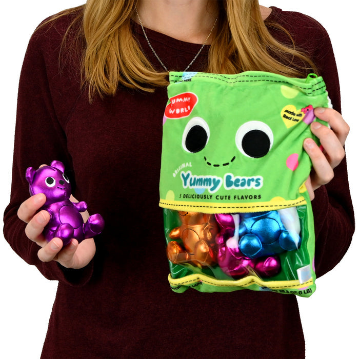 Yummy World Yummy Bears 10-inch interactive plush toy by Kidrobot, soft and colorful with a friendly bear face.