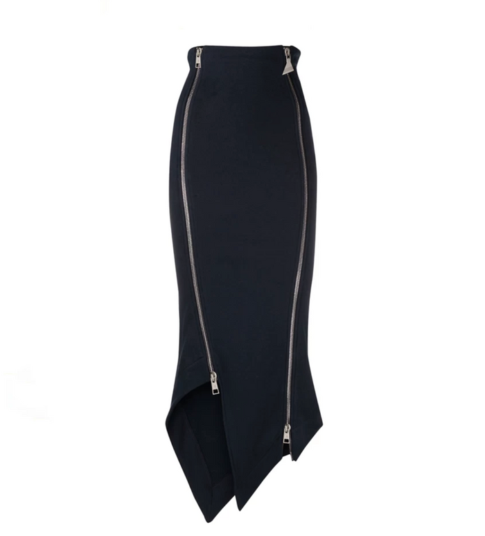 Zipper Detail Asymmetric Maxi Skirt - Noir